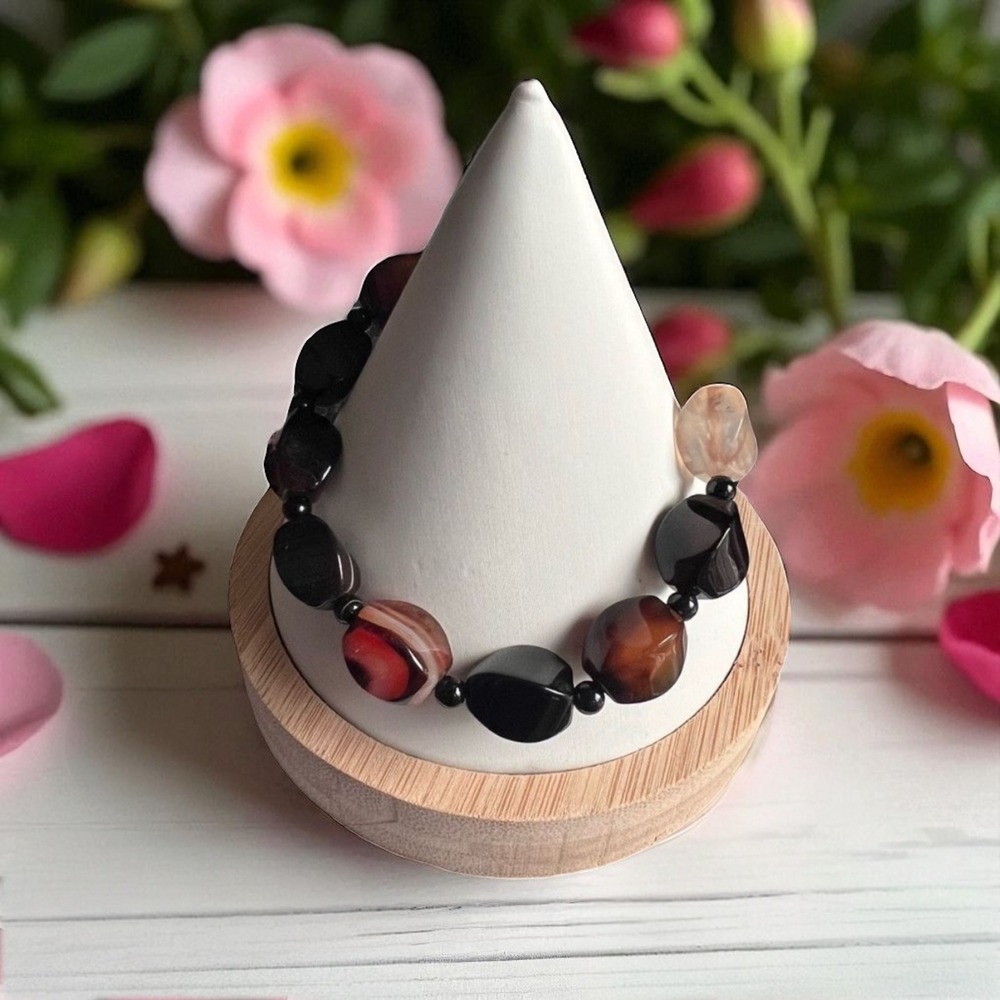 Earthy Multi Agate Gemstone Bracelet | Handmade Stretchy‎ Boho Jewelry